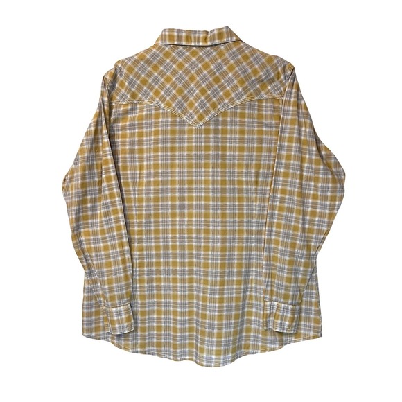 Wrangler Women's Western Rodeo Shirt XL Gold Yellow‎ Plaid L/S Pearl Snap Front - Picture 3 of 11